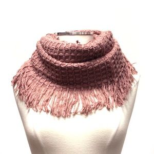Soft Infinity Scarf in Pink with Fringe.